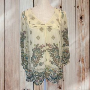 Ann Taylor Loft Long Sleeve Sheer Blouse